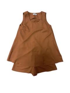 テラコッタ　フリーズショップ　リボン　セットアップ　ノースリーブ　ショートパンツ