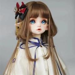 ドールウィッグ 6〜7インチ ブラウン ロングヘア カール SD BJD 茶髪