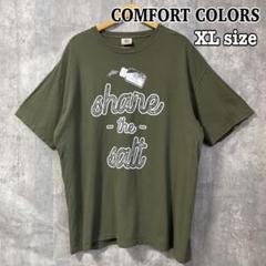 COMFORT COLORS オリーブグリーン プリントTシャツ XL 古着