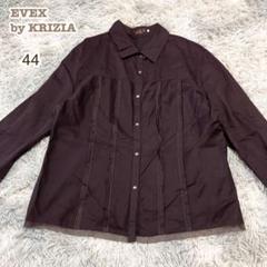 クリツィア【XL】長袖ボタンシャツ シルク100% シック 大きいサイズ 茶