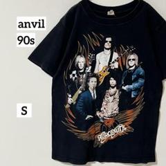 90s anvil半袖Tシャツ　ビッグプリント　バンTロック　エアロスミス　黒