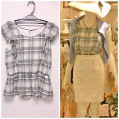 美品♡プロポ♡チェックシフォンカットソー