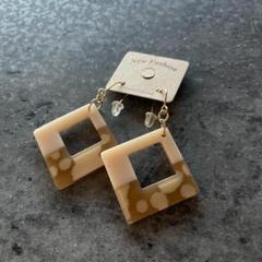 【Angie】retroバブルドットアクリルスクエア ピアス オレンジ