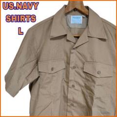 【USA製】米軍　70s シャツ　ミリタリー チノシャツ　Lサイズ usnavyのサムネイル