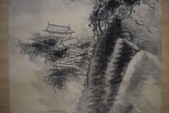 真作/杉渓六橋/風雨松寺図/山水画賛/布袋屋掛軸HE-542 真作/杉渓六橋/風雨松寺図/山水画賛/布袋屋掛軸HE-542 - メルカリ