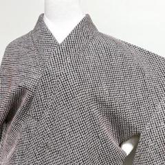 未着用　小紋　総絞り　黒　赤　鹿の子　着物　017k