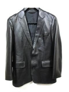 DKNYダナキャランラムレザー2BテーラードジャケットXLブラック黒