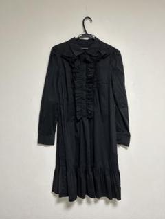 新品未使用　ボタンシャツ　フリル　ブラック　ワンピース