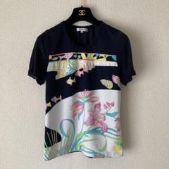 【美品】LEONARD SPORT 花柄プリント 半袖ニット 40 ky116 【美品】LEONARD SPORT デザイン半袖ニット オフ白 40