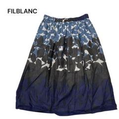 FILBLANC ☆花柄フレアスカート　ウエストゴム　コットン　薄手　総柄　L