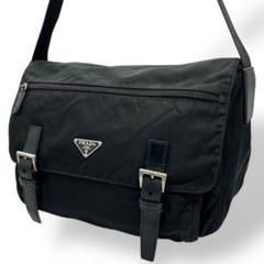 PRADA プラダ ショルダーバッグ ナイロン レザー 三角ロゴ 黒 ブラック