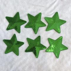 ✨匿名配送✨ビッグ6つ星シーケンスアイロンパッチ刺繍 6個セット（緑）