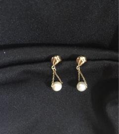 お値下】パールピアスk18 ぶら下がり