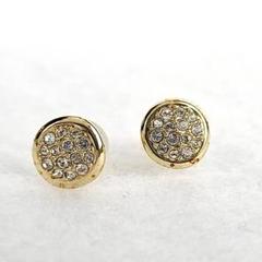 ●極美品/スワロフスキー ピアス 1粒 パヴェ ゴールド