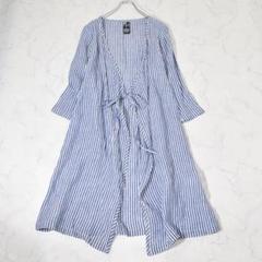 美品 オールドマンズテーラー 麻 ストライプ リネン タイローブ ワンピース