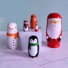 6個組 マトリョーシカ クリスマス サンタクリョーシカ ハンドメイド 木製
