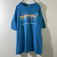 T-489 Hanes 90s プリントTシャツ XL ブルー