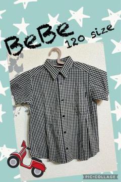 ◯BeBe 半袖シャツ 120サイズ チェック柄