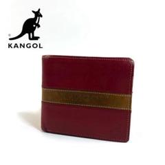 KANGOL レザー 二つ折り 財布 小銭 カード 札入れ レッド ブラウン
