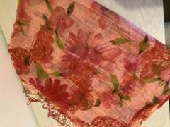 vis ストール　ショール　花柄　赤　朱色　蝶　春物　オールシーズン