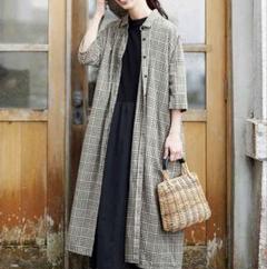 美品　Sunny clouds チェック柄シャツワンピース　ゆったり　MＰ