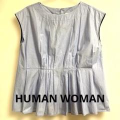 ヒューマンウーマン HUMAN WOMAN ピンストライプトップス　M