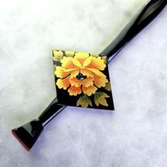 鼈甲 かんざし 牡丹 在銘 べっ甲 簪 黒甲 406 螺鈿 金蒔絵 髪