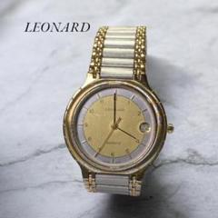 【稼働品】LEONARD レオナール 腕時計 クオーツ ゴールド 電池交換済