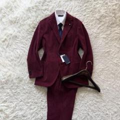 <未使用>LARDINI 新ロゴ ボルドー コーデュロイ スーツ サイズ46