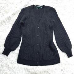 ローレンラルフローレン カシミア10% ケーブル カーディガン 黒　ブラック