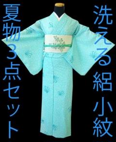 値下げ交渉OK！」夏物 洗える ポリエステル 絽 小紋 セット
