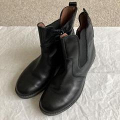 【美品】ブラックレザーショートブーツ ジッパー付き　22cm