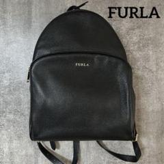 【美品】フルラ FURLAシボ革 ロゴプレート 背面メッシュ レザー リュック