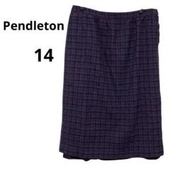 Pendleton チェック柄スカート 14号 紫系 ウール 秋冬 おしゃれ