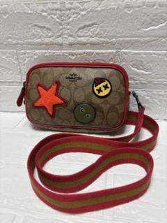美品 COACH コーチ ショルダーポーチ シグネチャー レッド