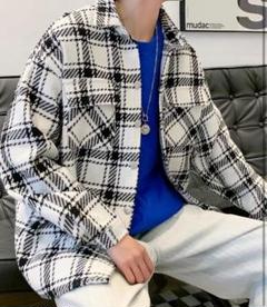 春秋に✨メンズ チェックジャケットMサイズ　ゆったりカジュアル
