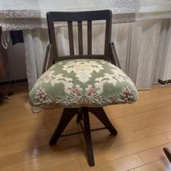 古い木製回転椅子 ドクターチェア ベロアシート ヴィンテージ レトロ 中古 和製アンティーク ナラ材製 昭和初期頃のレトロ感たっぷりな回転