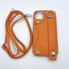 ◾︎ iPhone13 ケース ショルダー 携帯 スマホケース 肩掛け オレンジ