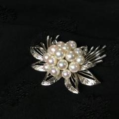 帯留兼用ブローチ◆パール/ シルバー◆金工 真珠