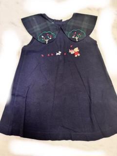刺繍付きネイビーのワンピース 80