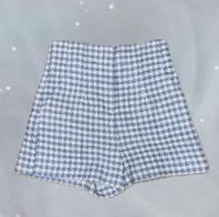 【ZARA】千鳥柄 ツイード ショートパンツ ブルー ホワイト✨美品✨