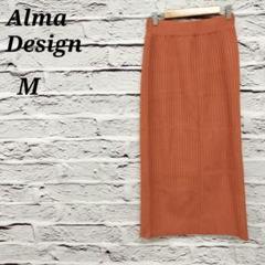 R4715 Alma Design 【M】 リブニットロングスカートオレンジ