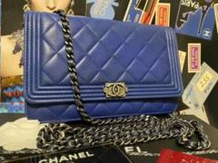 22番台⭐︎ CHANEL ボーイシャネル マトラッセ ブルー チェーンウォレット