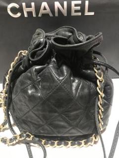 CHANELシャネル【良品】USEDマトラッセ巾着ショルダーレザー黒のサムネイル