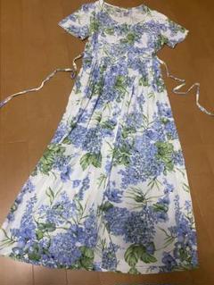 一点！海外ヴィンテージ激レアシンデレラ水色紫陽花夏ロングワンピースカントリー姫のサムネイル