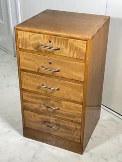 アンティーク　小引き出し 5段　ハンドル 金×黒　小箪笥　収納　古道具
