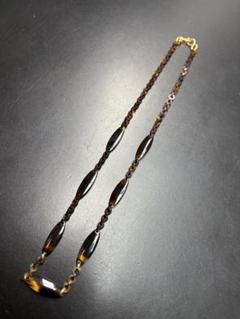 ⭐️ヴィンテージ⭐️べっ甲、琥珀、水晶、ブラックスピネルネックレス 約70cm ⭐️ヴィンテージ⭐️べっ甲、琥珀、水晶、ブラックスピネル