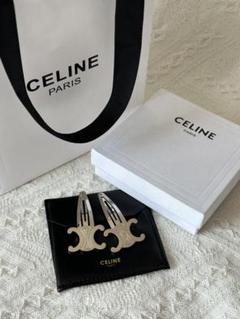 CELINE リボン型ヘアピン シルバー 4df8c6f1f45ee5d3787cda36ea963a