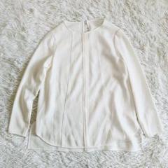 極美品 23AW アナイ ホワイト バックサテンビジュー釦ブラウス　長袖　現行