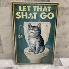 ブリキ看板 インテリア 猫 トイレ アメリカン雑貨 ヴィンテージ レトロ壁掛けa